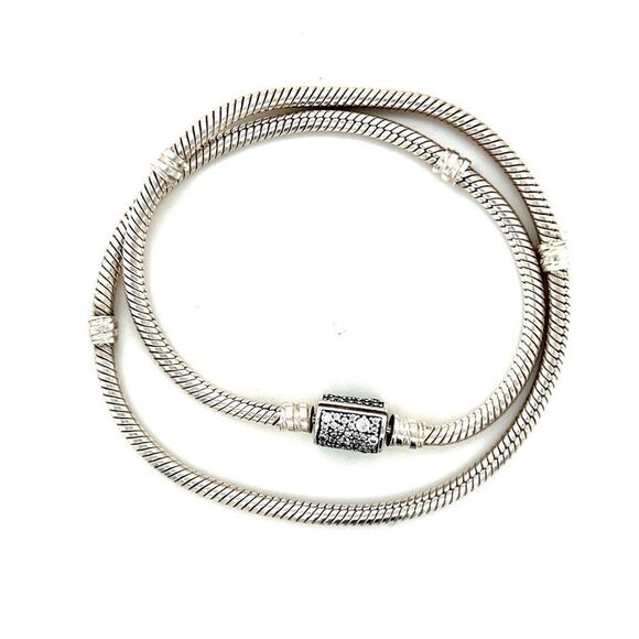 Pandora Pave Cz Barrel Clasp Bracelet/Necklace - Picture 6 of 7